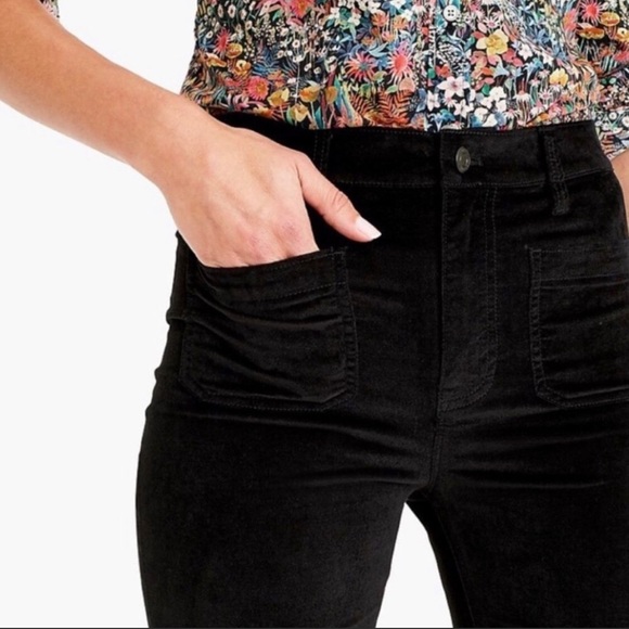 J. Crew Billie Demi Boot Crop Black Velvet Pants Size 26 - Picture 3 of 10